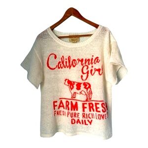 Rare Wildfox White Label - Farm Fresh Cali Tee  Cali girl sheer loose knit tee